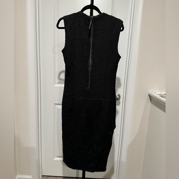 🆕Helmut Lang Leather Trim Knit Sweater Pencil Little Black Dress - Picture 2 of 5